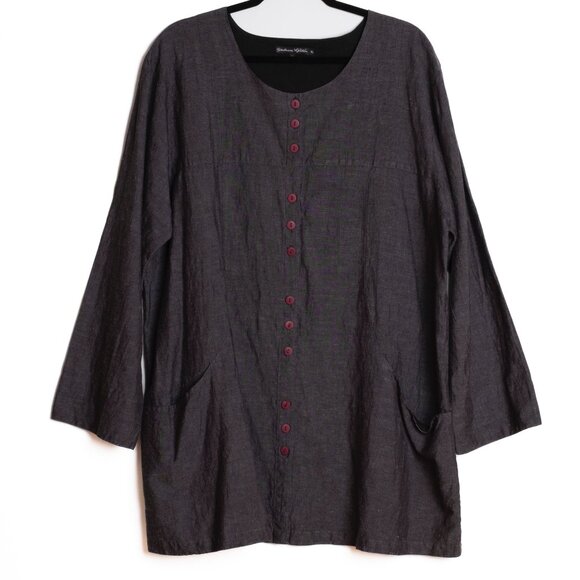 Gudrun Sjöden Linen/Cotton long line tunic top Lagonlook Boho size XL - Picture 1 of 7